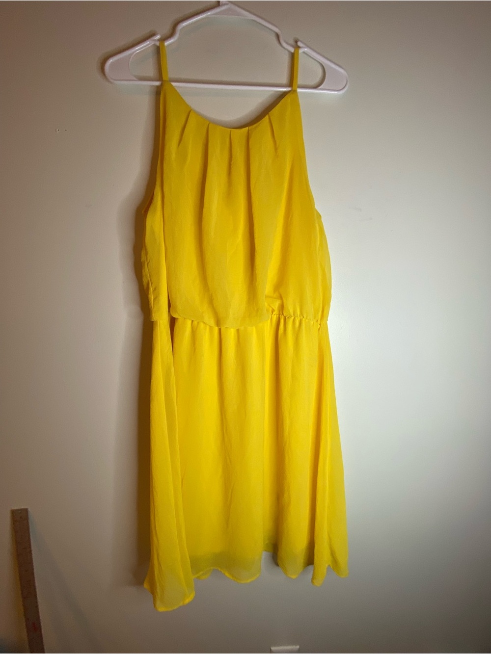 Tacera Yellow Spaghetti Strap Midi Dress